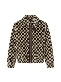 CHECKERED FAUX FUR BLOUSON