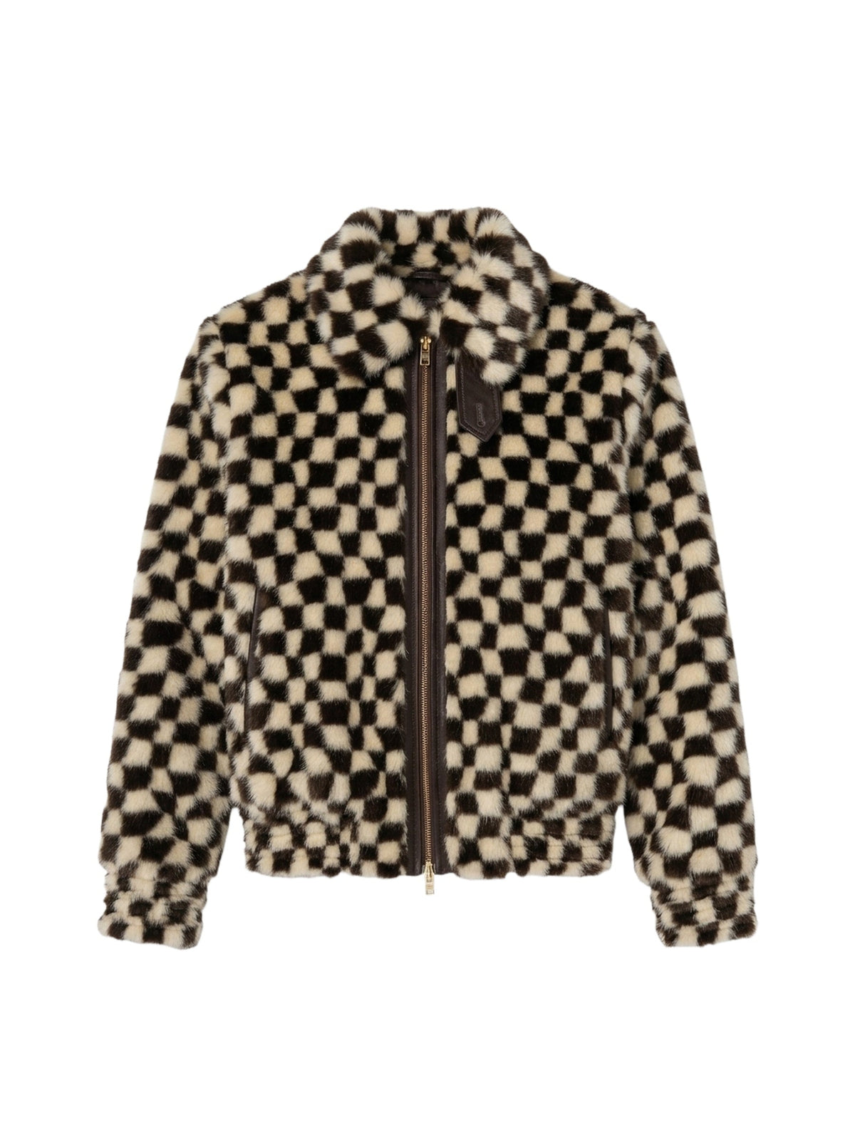 CHECKERED FAUX FUR BLOUSON