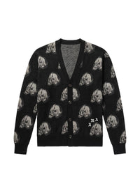 WES LANG REPEAT SKULL CARDIGAN
