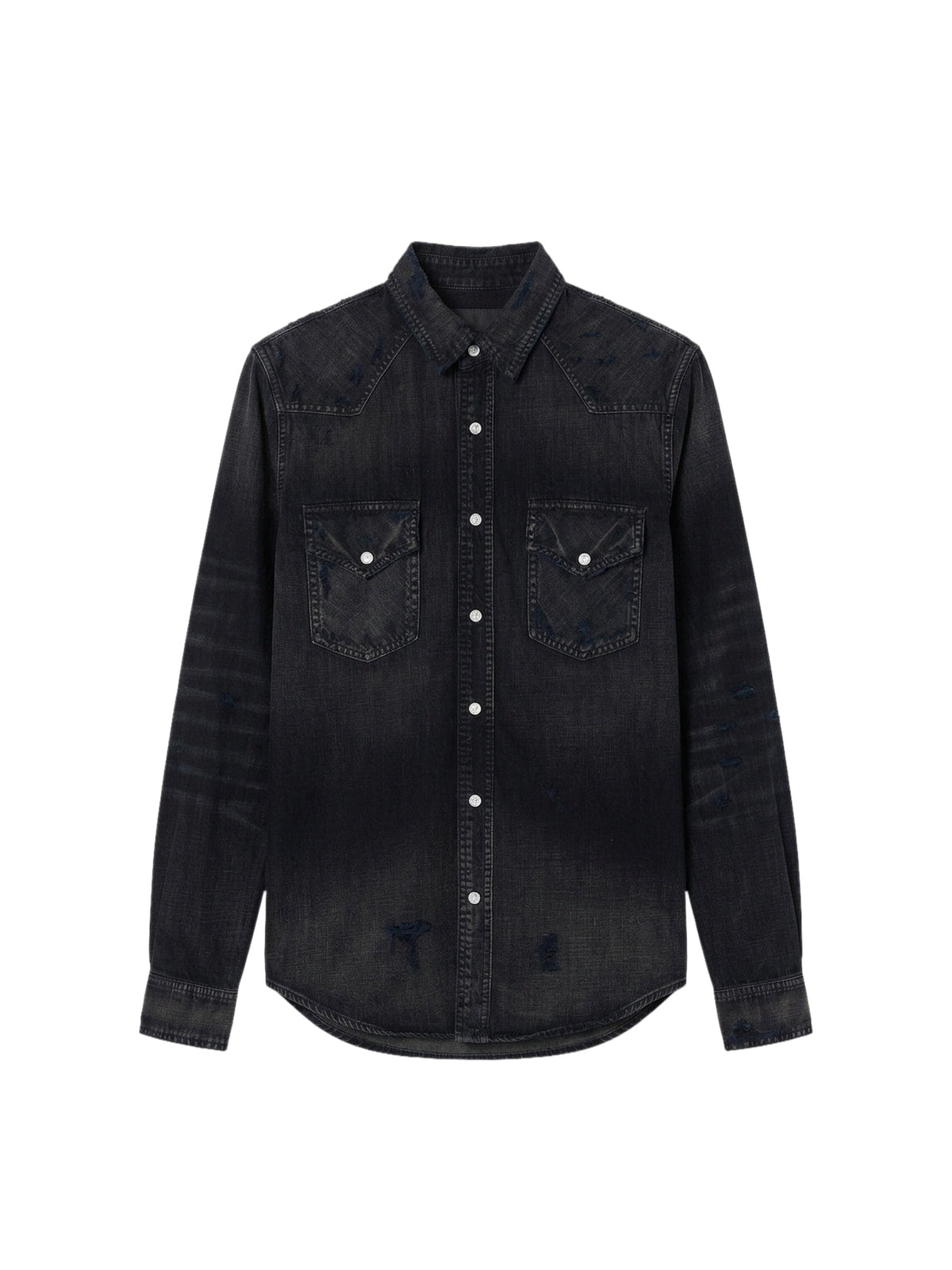 CAMO APPLIQUE DENIM SHIRT