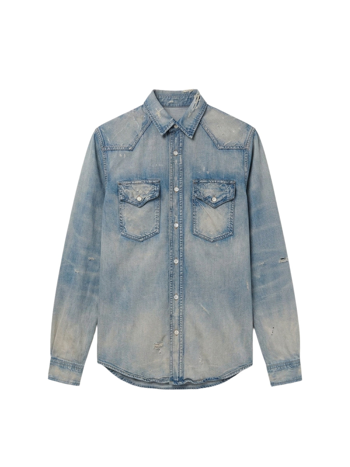 CAMO APPLIQUE DENIM SHIRT