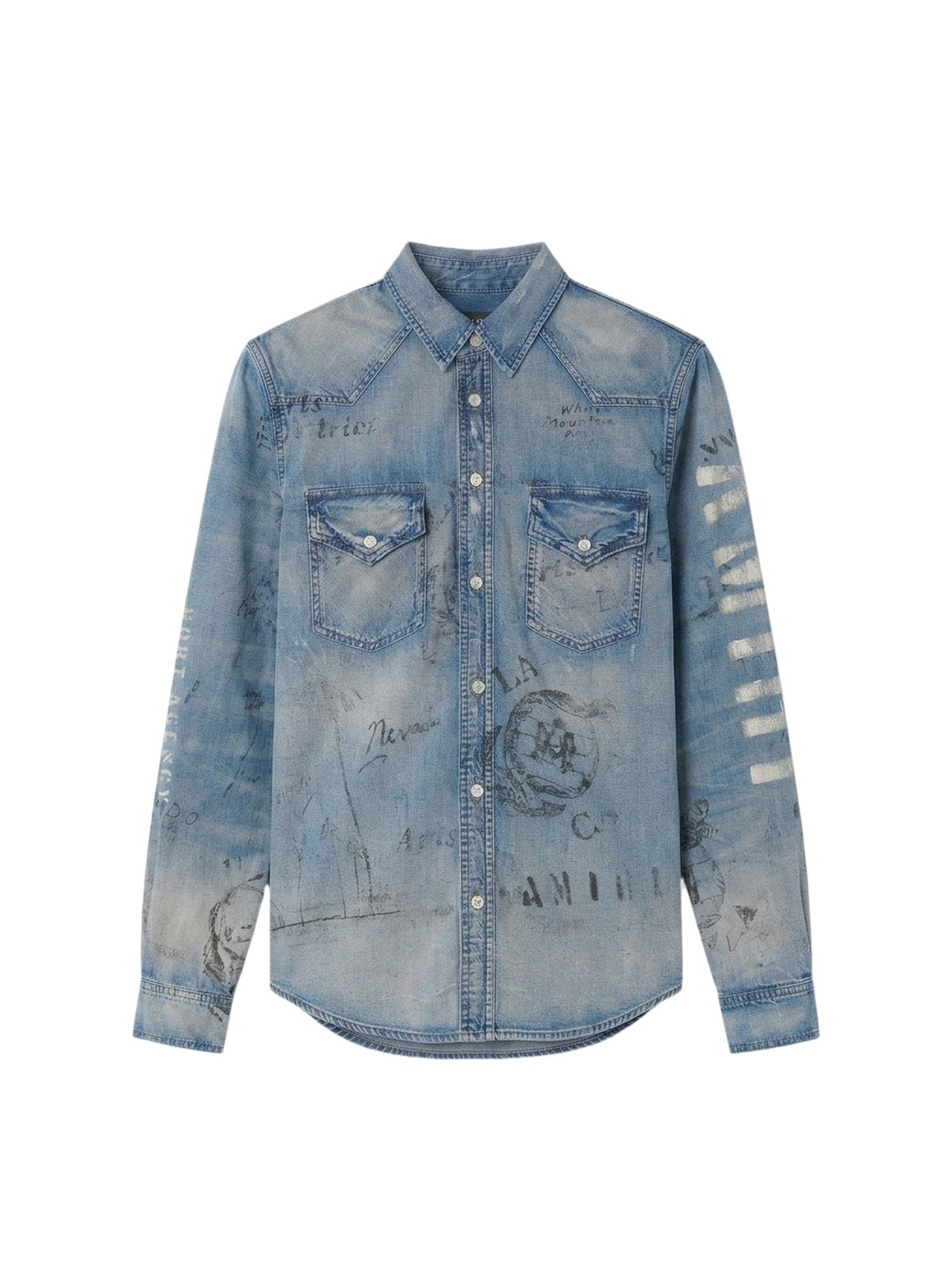 MILITARY STENCIL DENIM SHIRT