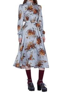 Robe avec ceinture bijou et manches longues - Azzurro Fantasia