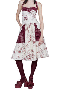 Robe midi fleurs avec décolleté cœur - Vaniglia & Bordeaux