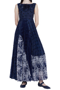 Robe midi en organza avec jupe plissée - Blu Fantasia