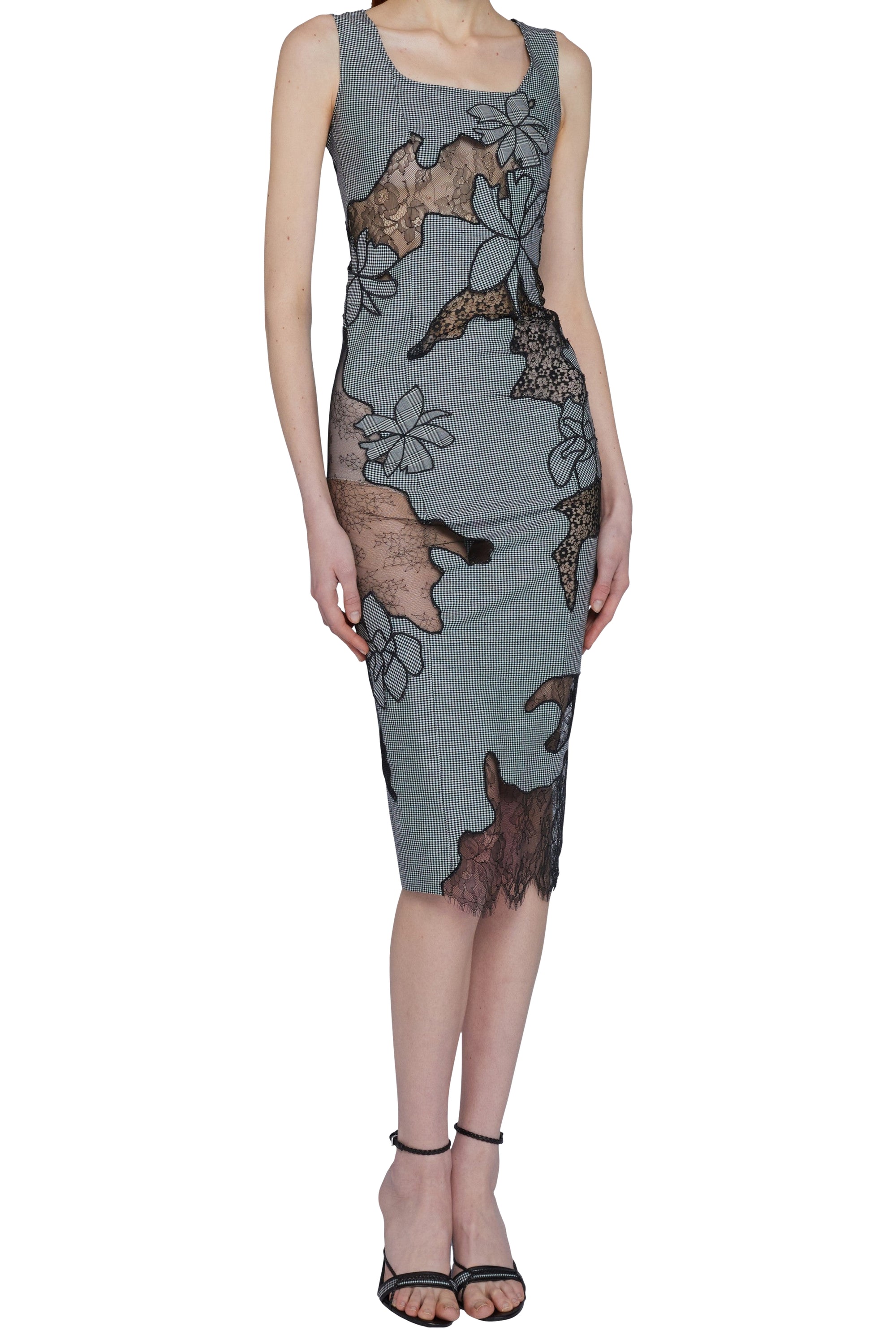 Robe intarsiée en lin - Nero Fantasia Bianco