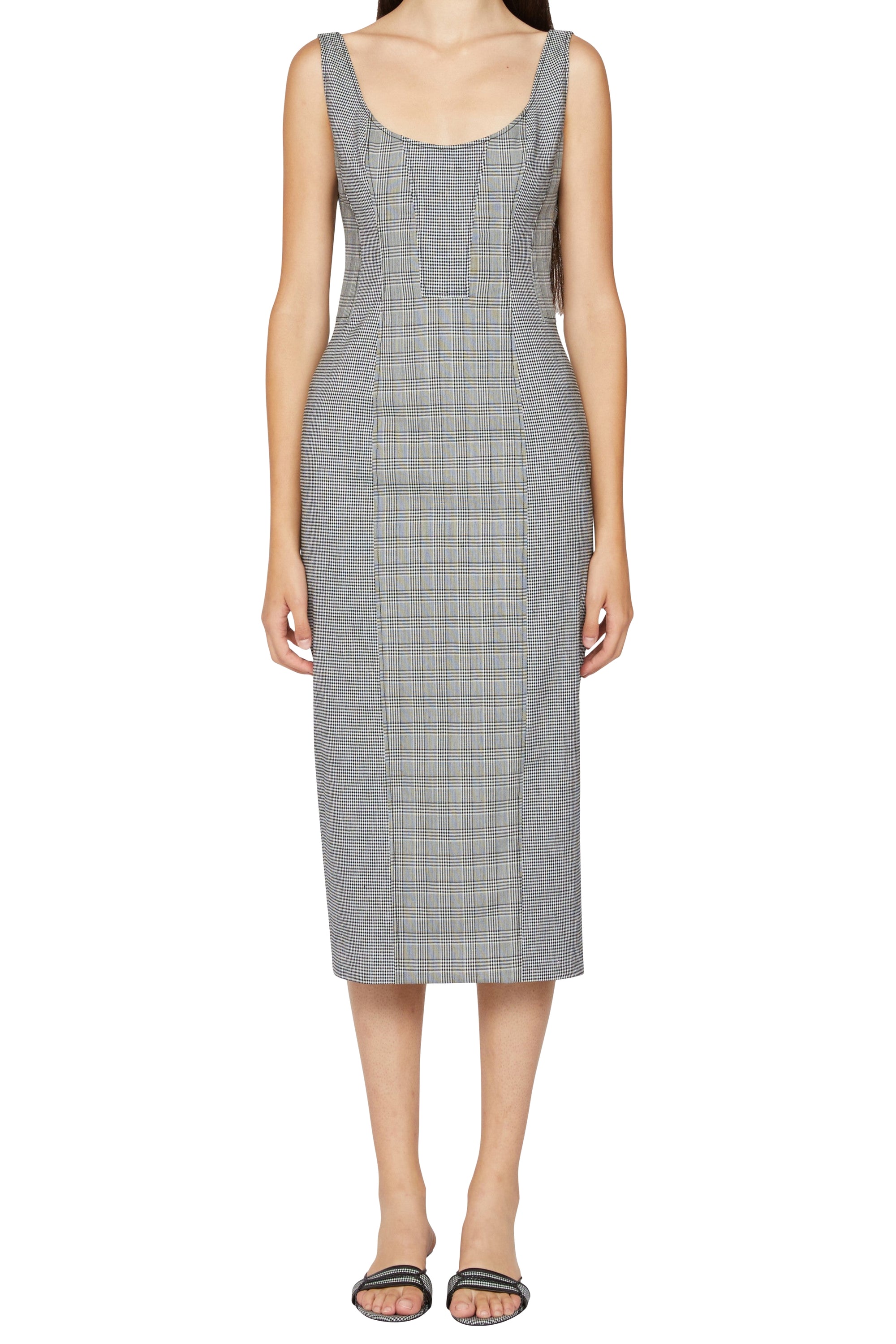 Robe fourreau en lin - Nero Fantasia Bianco