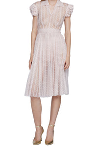 Robe midi avec ceinture à la taille à pois - Cipria & Bianco