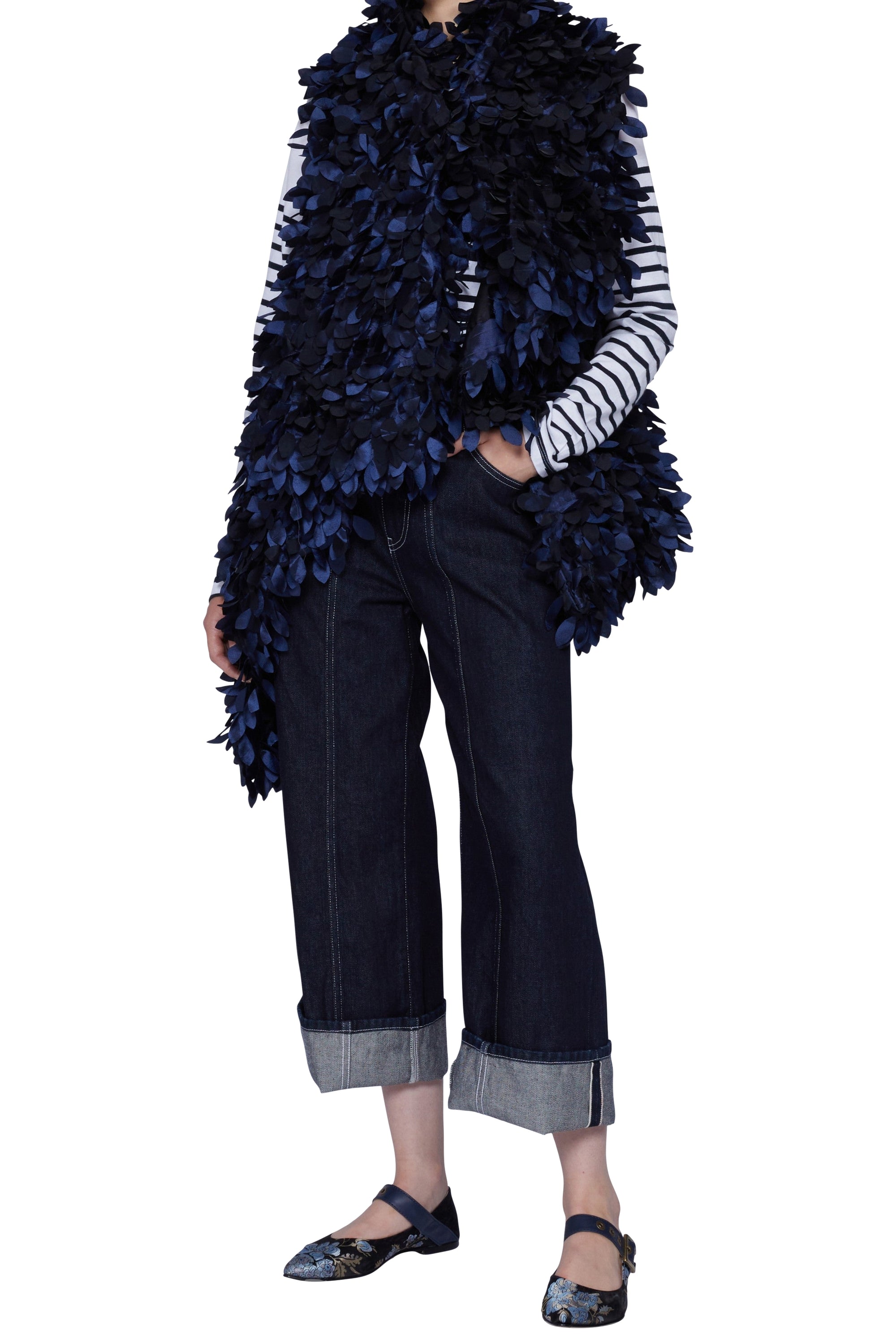 Gilet détail feuilles - Blu Cangiante