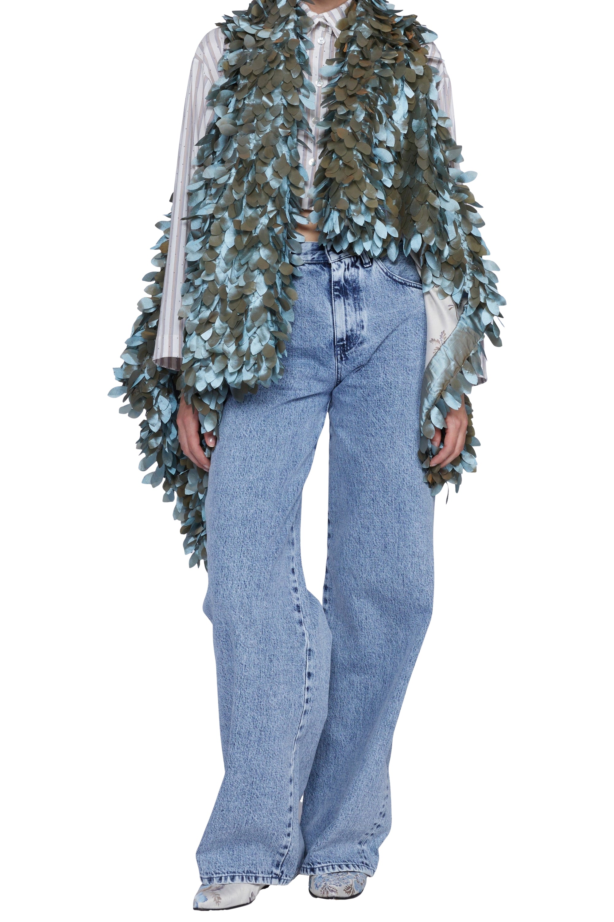 Gilet détail feuilles vertes - Azzurro Cangiante Salvia