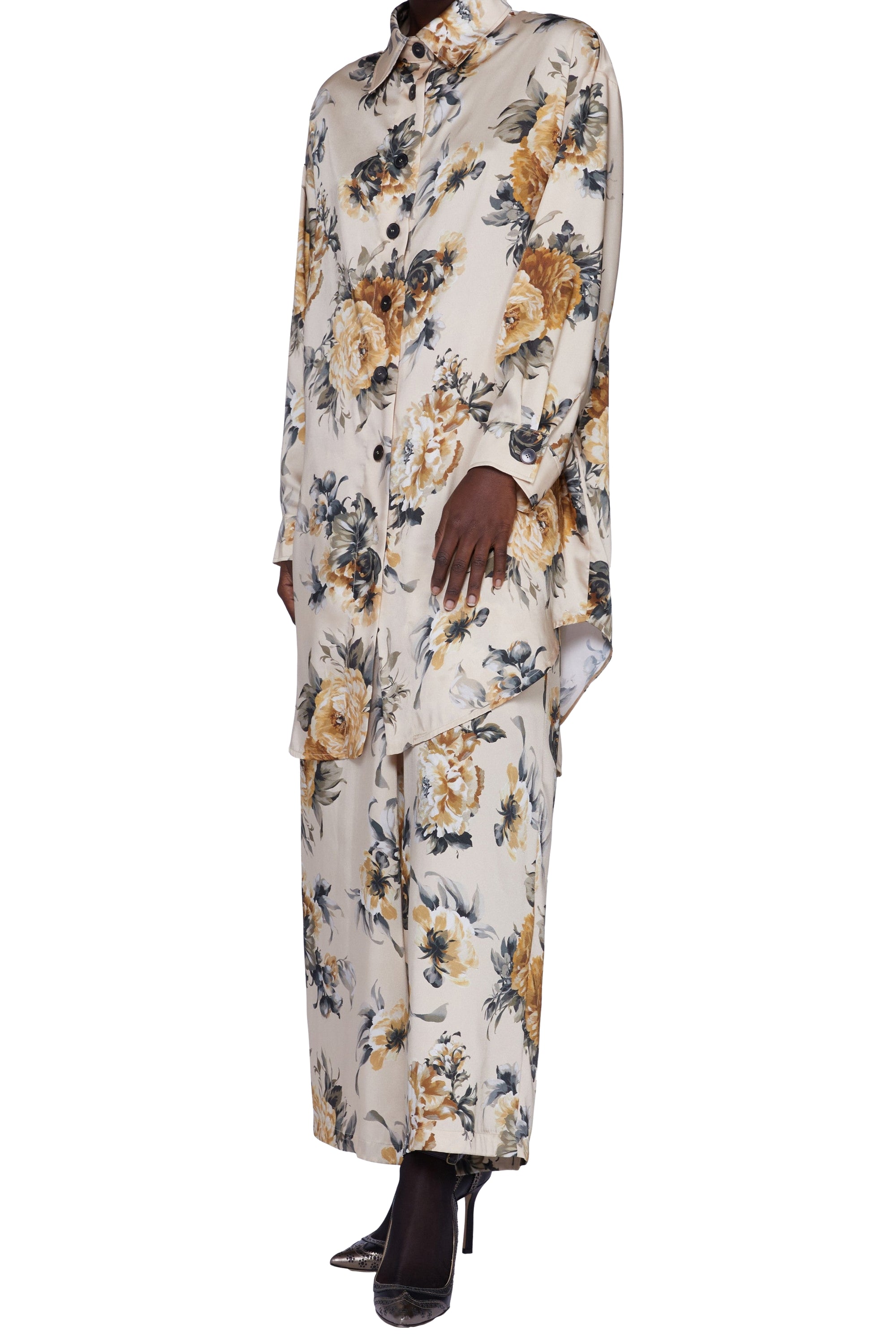 Chemise manches longues avec boutons en soie - Crema Fantasia