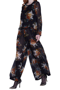 Blouse en chiffon manches longues - Nero Fantasia