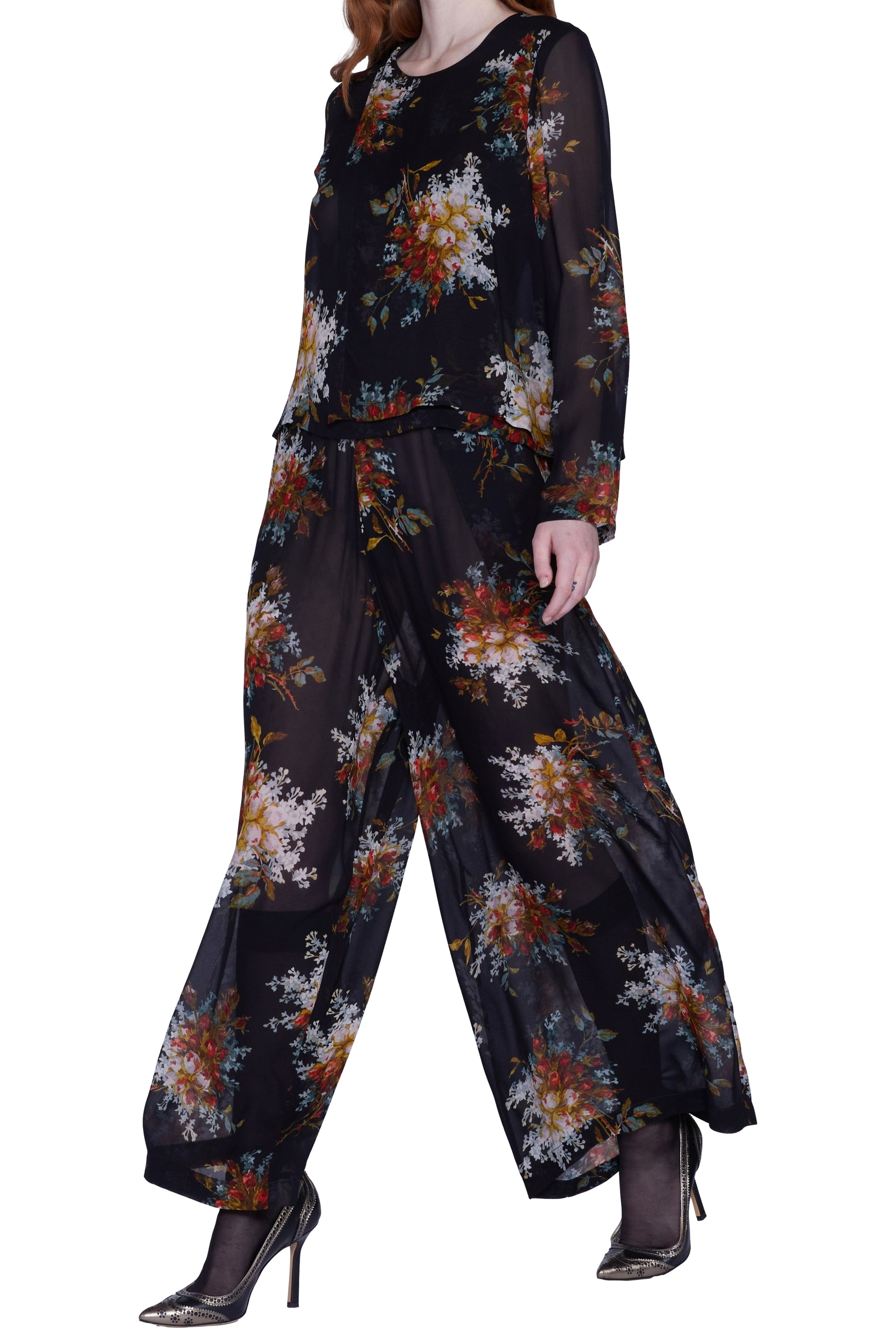 Blouse en chiffon manches longues - Nero Fantasia