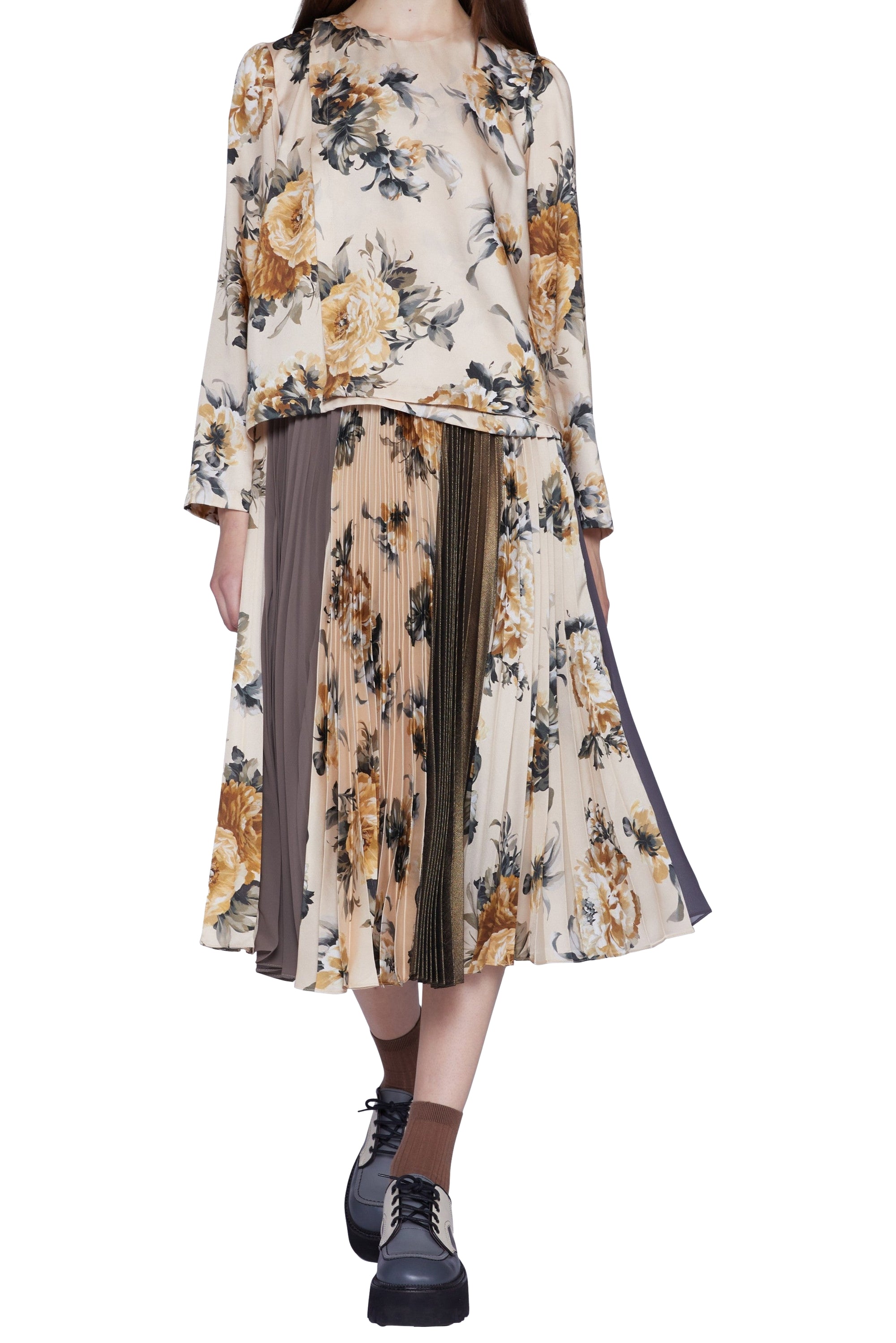 Blouse manches longues en soie - Crema Fantasia