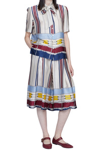 Chemise manches courtes nœud au col en soie - Avorio Fantasia