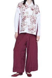Chemise avec panneau insertion fleur - Bianco & Bordeaux