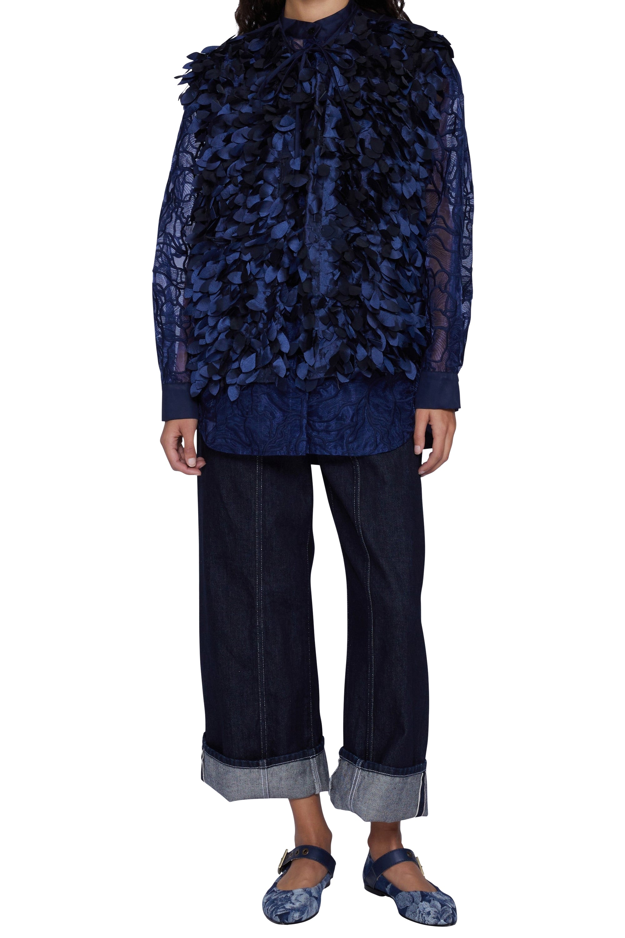 Chemise avec détails plumes - Blu Cangiante
