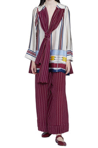 Blouse manches longues avec foulard à pois en soie - Avorio Fantasia