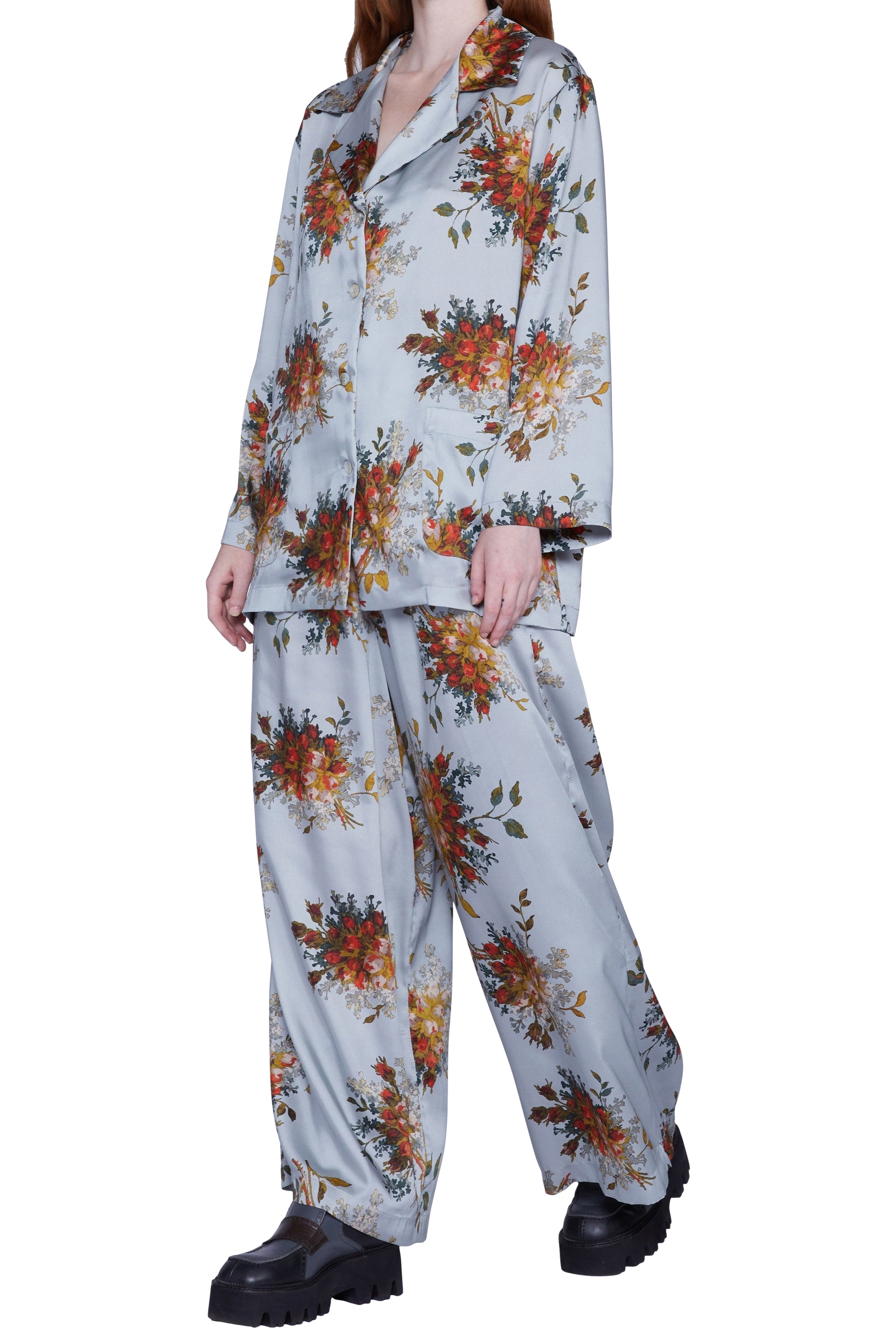 Chemise décolletée en V avec boutons - Azzurro Fantasia