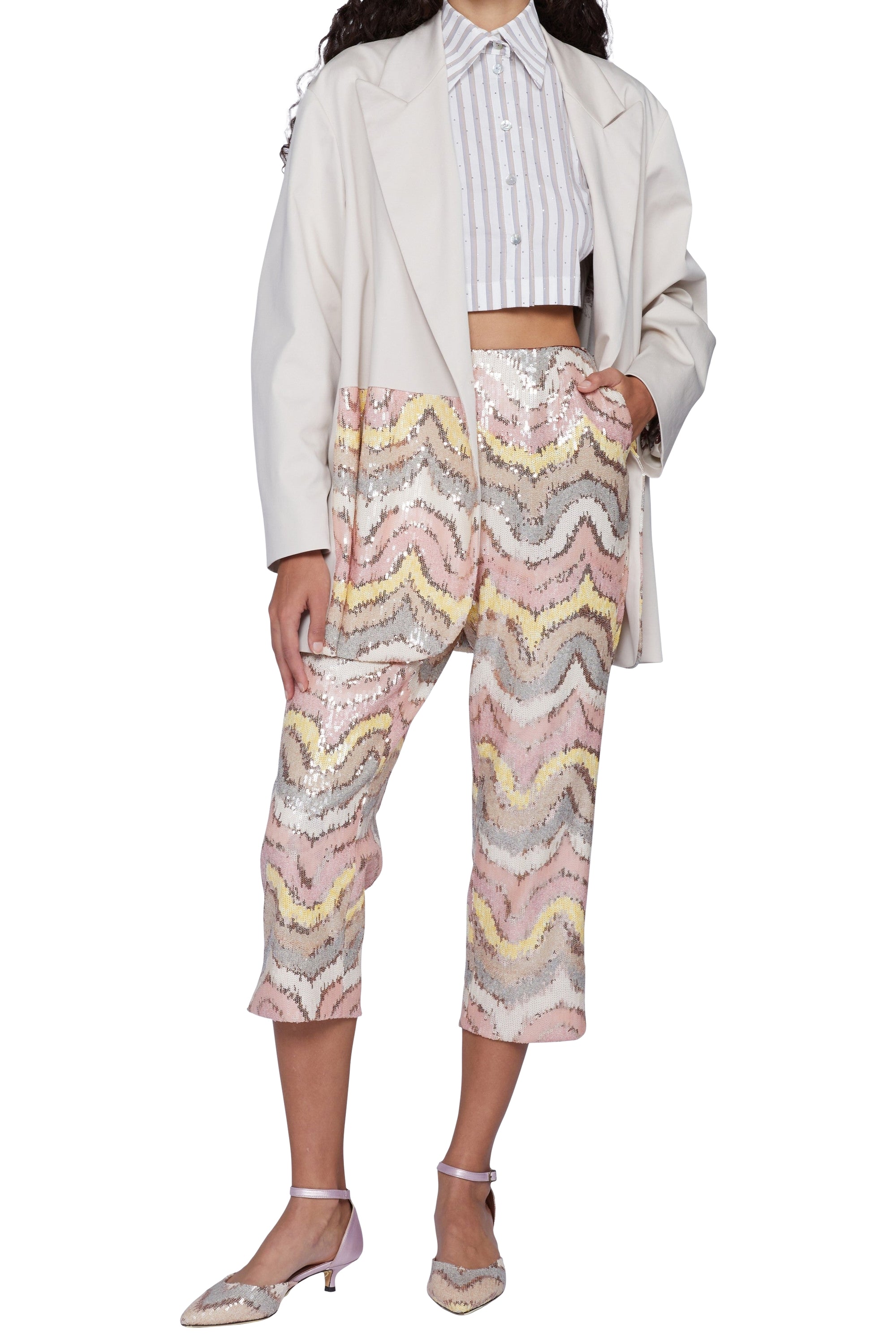 Veste oversize 1 bouton avec paillettes - Vaniglia Fantasia