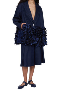 Veste à plumes en lin - Blu Cangiante