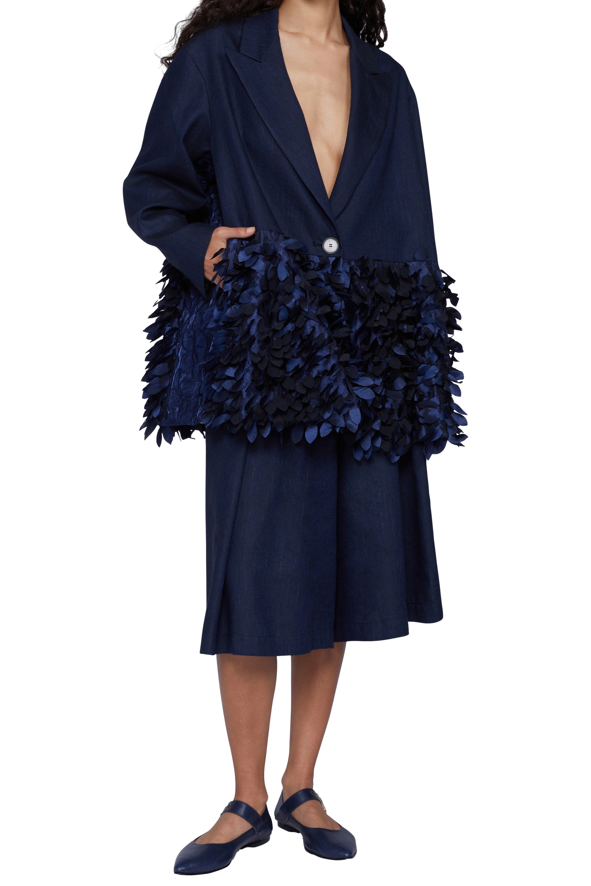 Veste à plumes en lin - Blu Cangiante