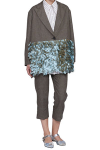 Veste à plumes en lin - Marrone Fantasia
