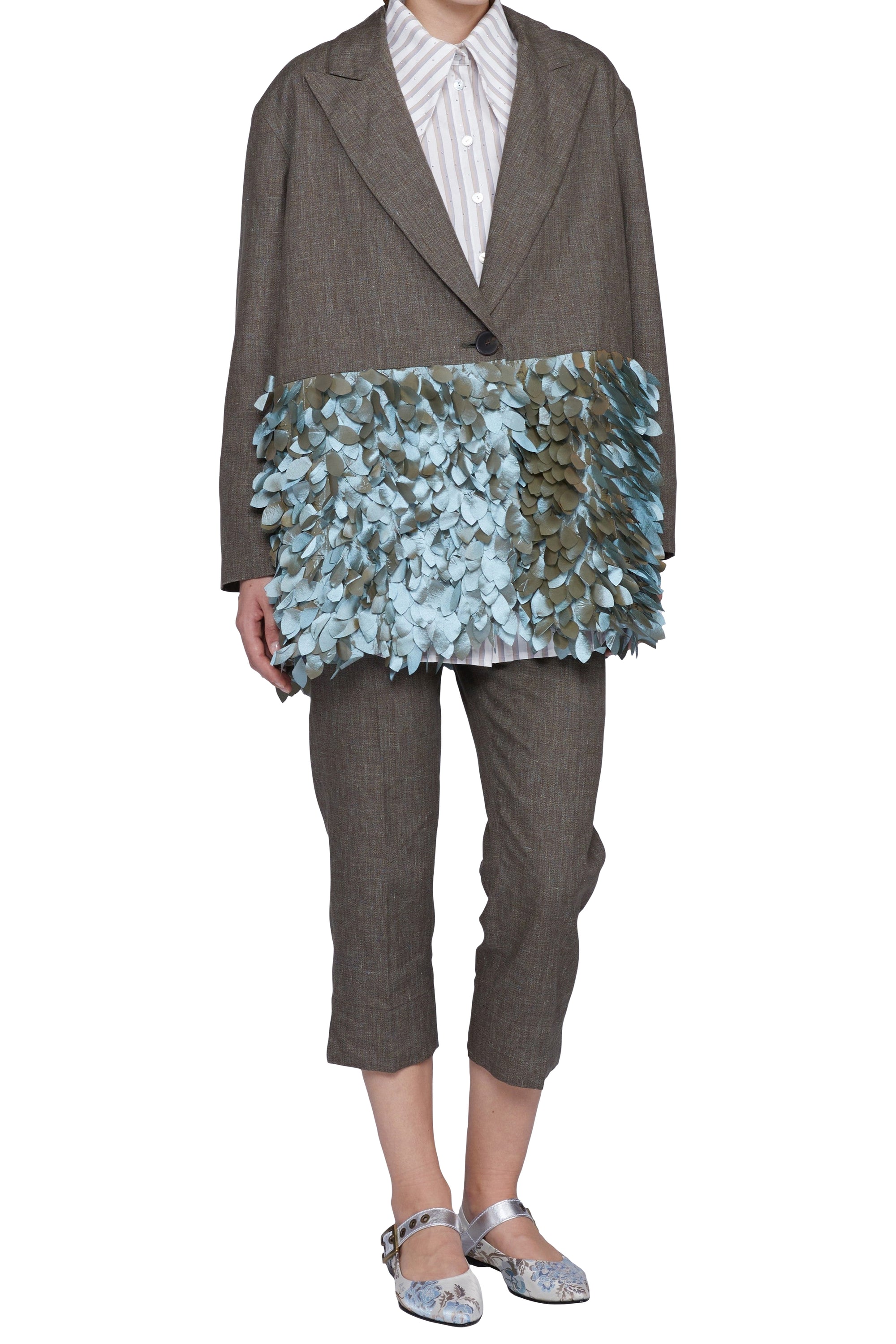 Veste à plumes en lin - Marrone Fantasia