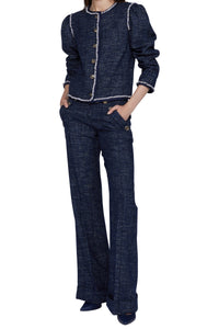 Veste tweed en laine - Blu & Bianco