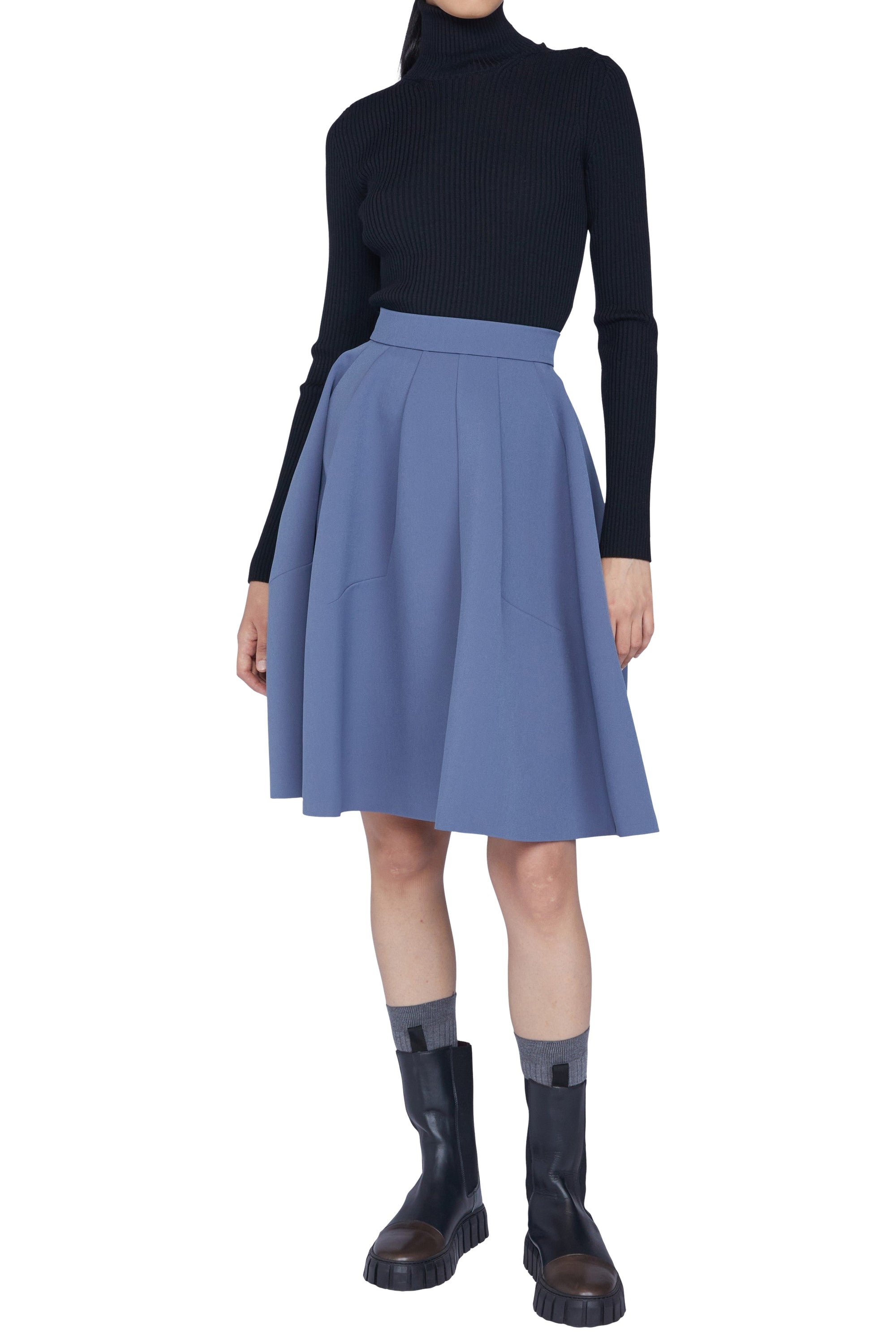 Jupe circulaire avec pinces - Azzurro Polvere