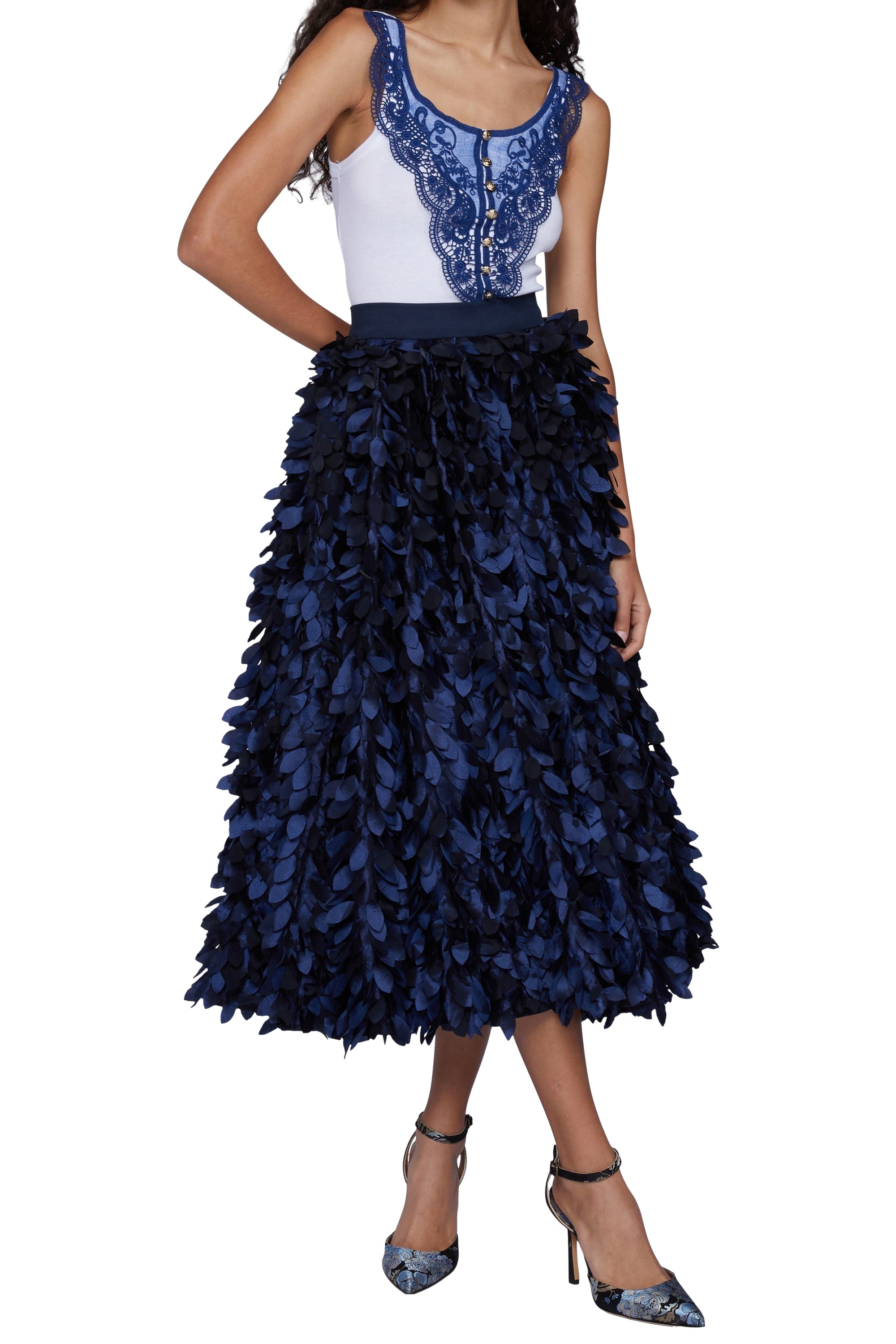 Jupe avec plumes - Blu Cangiante