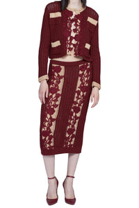 Jupe en tweed - Bordeaux & Avorio