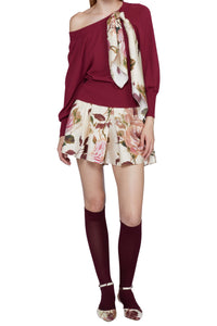 Pull tricoté manches longues - Bordeaux Rose