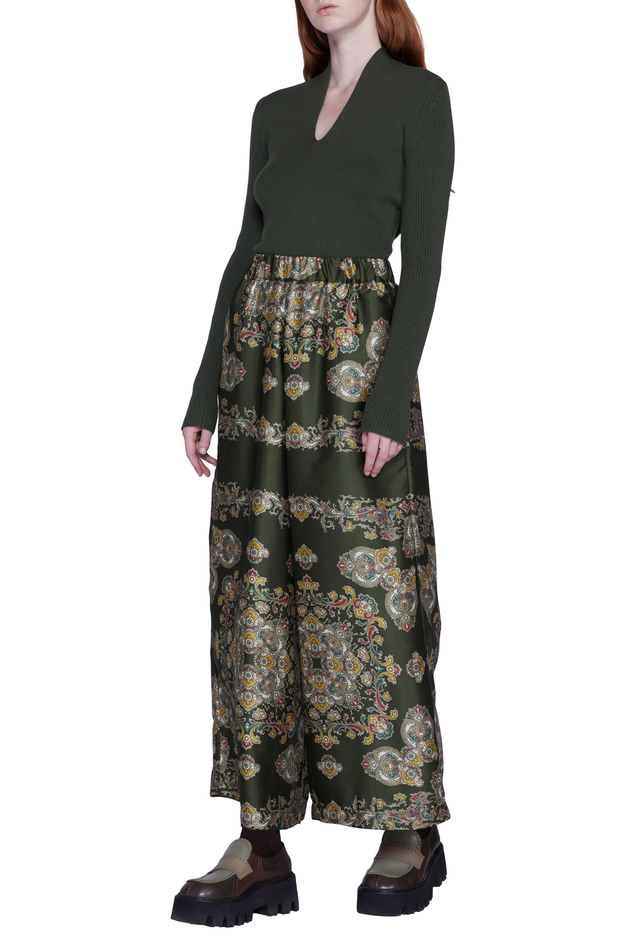 Pantalon avec élastique à la taille - Verde Fantasia