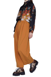 Pantalon lisse avec élastique à la taille - Ocra