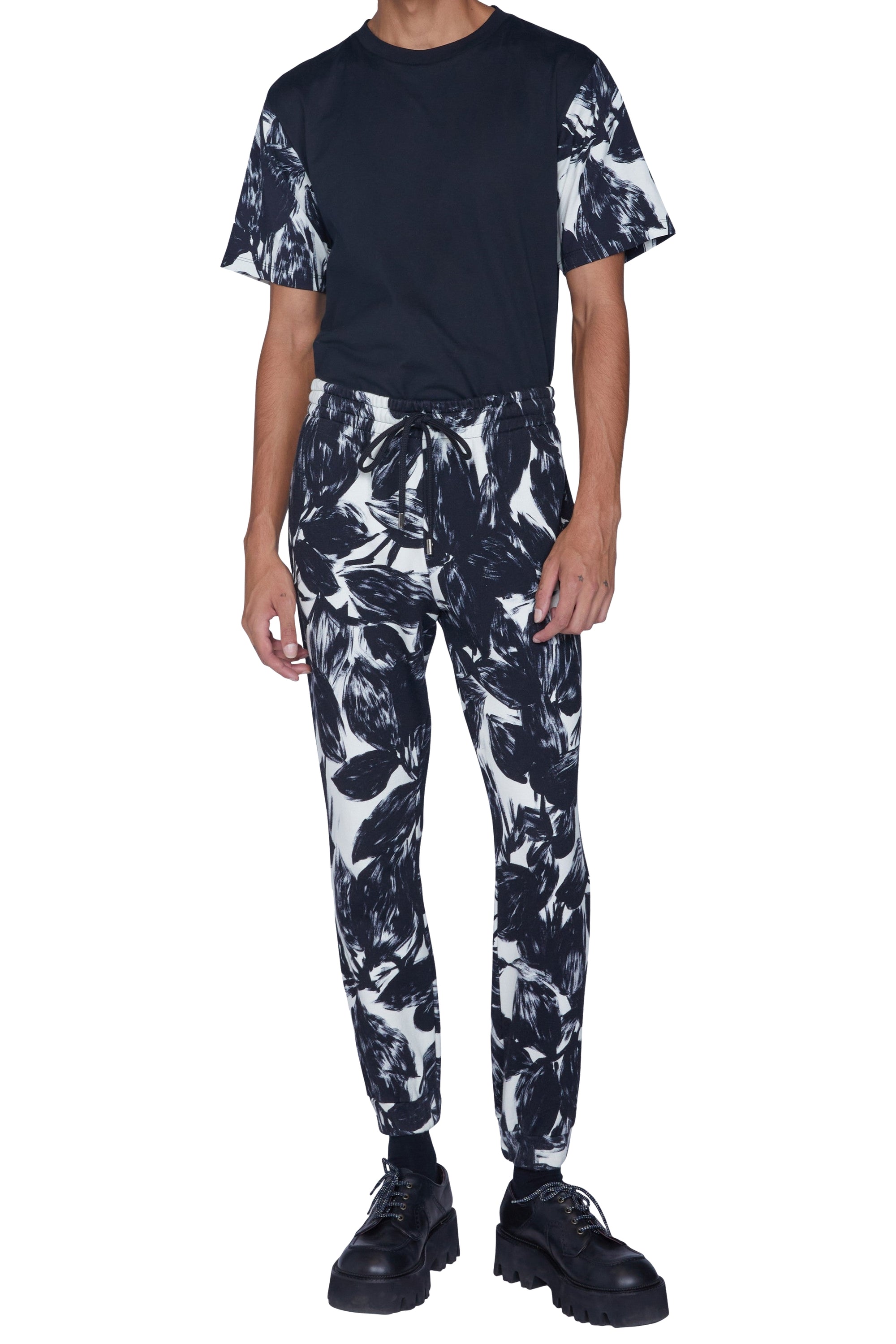 Pantalon avec revers imprimé fleurs et - Nero & Bianco