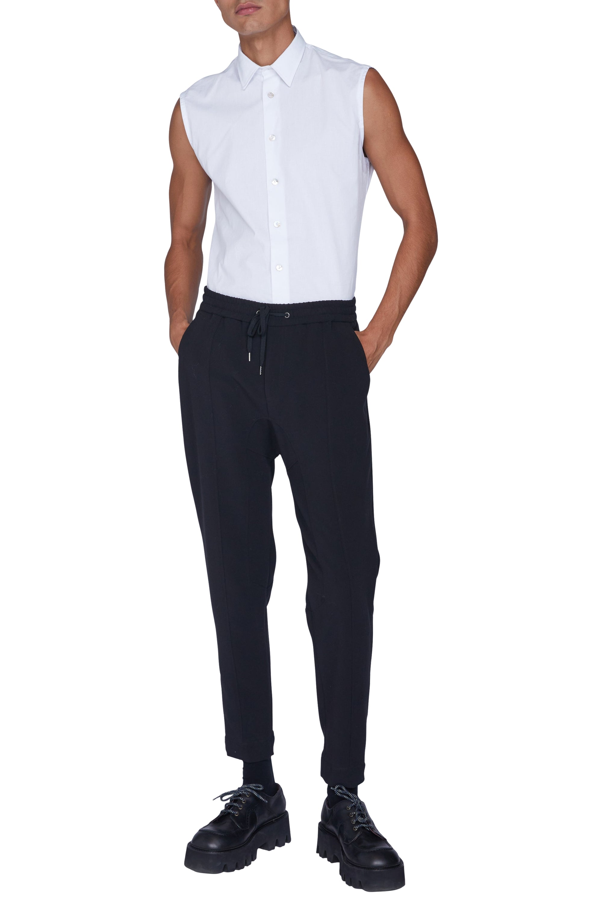 Pantalon droit avec élastique à la taille - Nero
