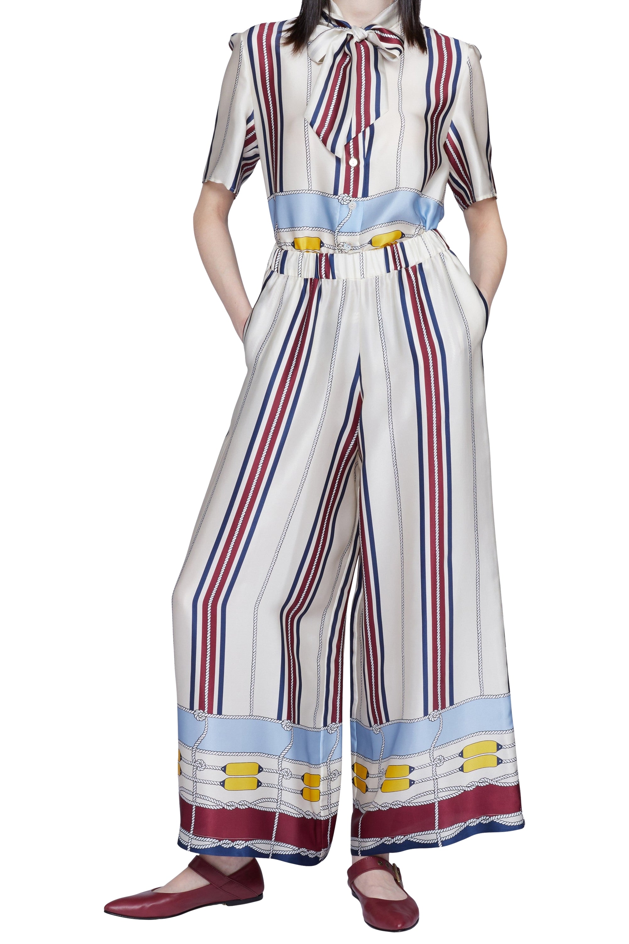 Pantalon large en soie - Avorio Fantasia