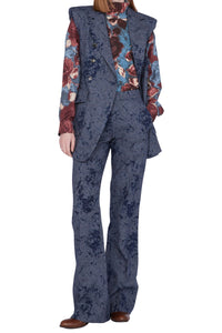 Pantalon palazzo en lin - Blu Fantasia Grigio