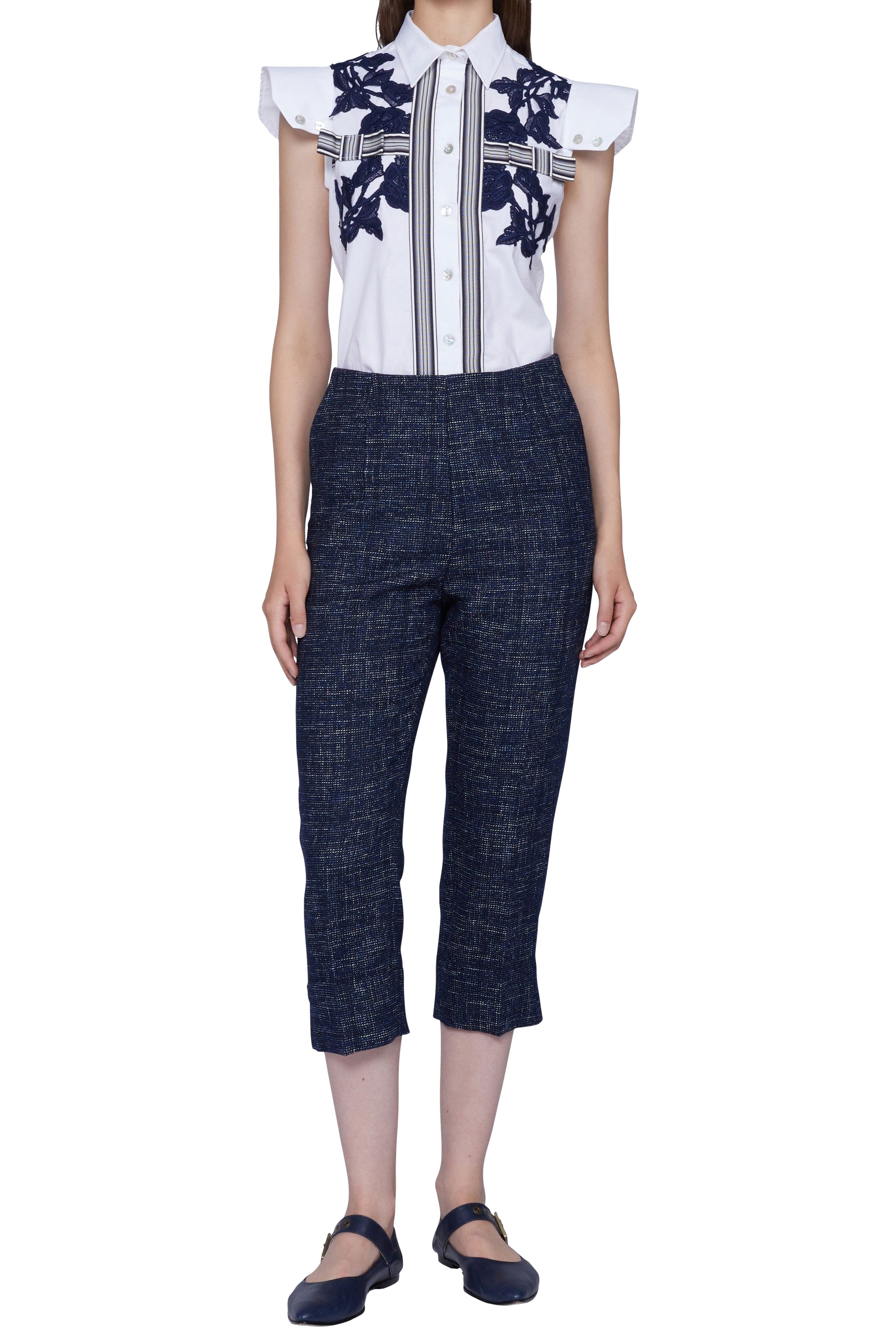 Pantalon capri en laine - Blu
