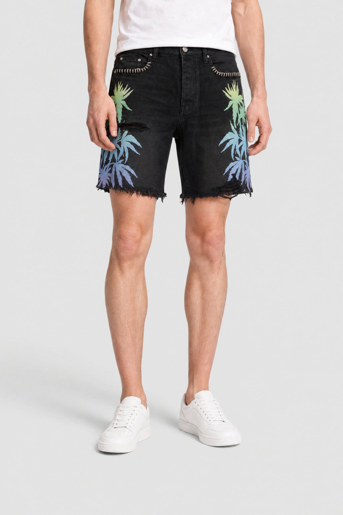 Leaves Denim Shorts