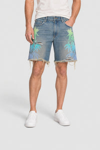 Leaves Denim Shorts