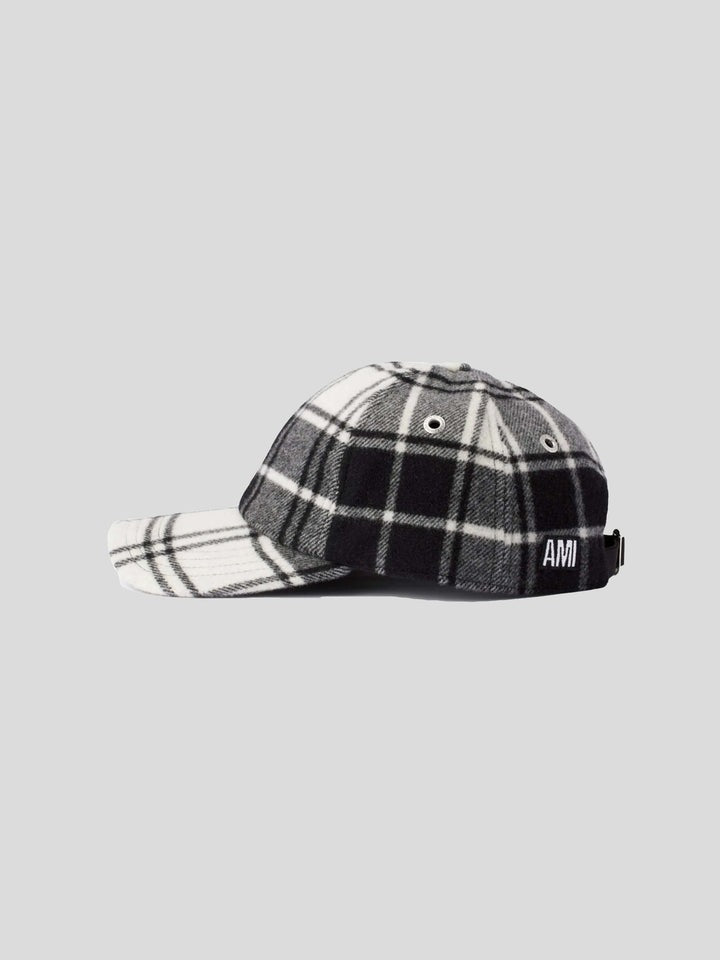 Casquette à carreaux en laine - Off White