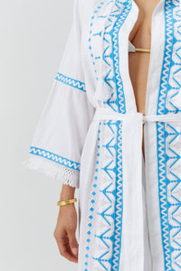 Caftan Anais ceinturé - White Ocean