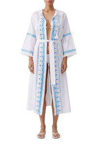 Caftan Anais ceinturé - White Ocean
