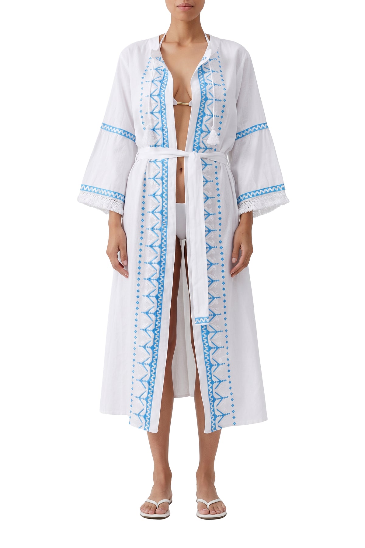 Caftan Anais ceinturé - White Ocean