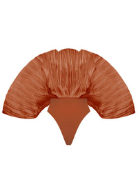 Sombra sculptural draped bodysuit - Rust Pomegranate