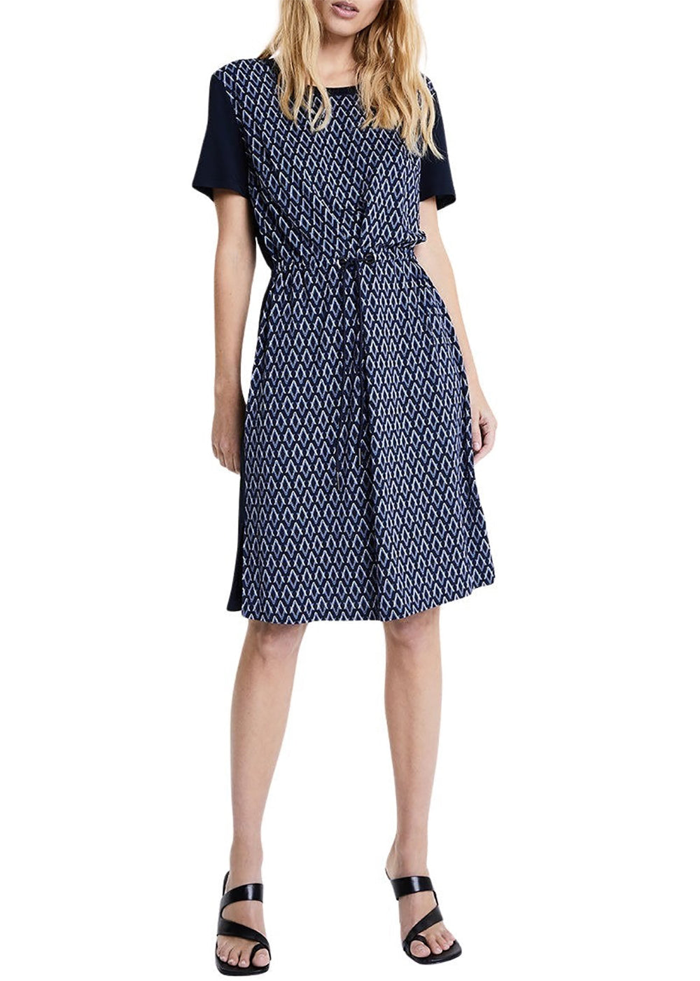 Robe imprime monogramme - Marine