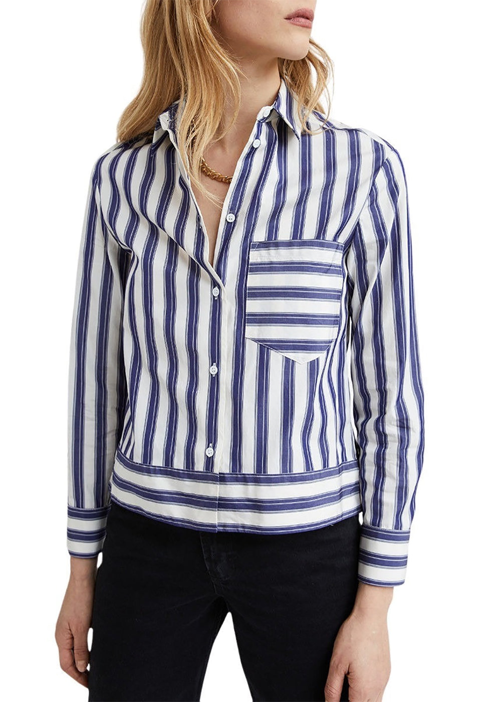 Chemise rayures de coton - Marine