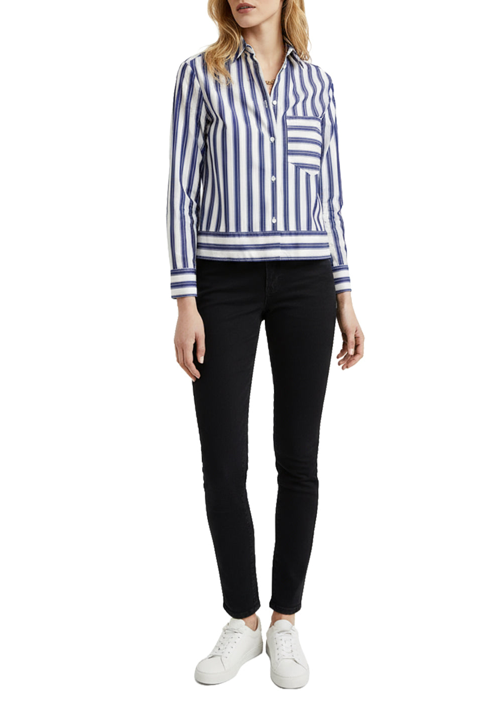 Chemise rayures de coton - Marine